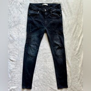 Zara Distressed Paint Splatter Skinny Grunge Jeans